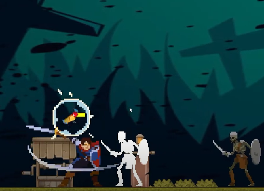 Fantasy heroes standing before ruins